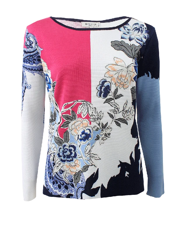 Floral Print Sweater Laid - back Women's Vibe