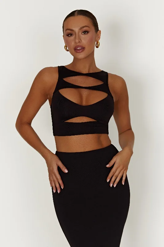 Chloe Cut Out Crop Top - Black