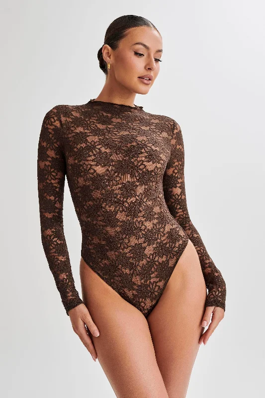 Renata Lace Long Sleeve Bodysuit - Chocolate Bohemian Women's Free