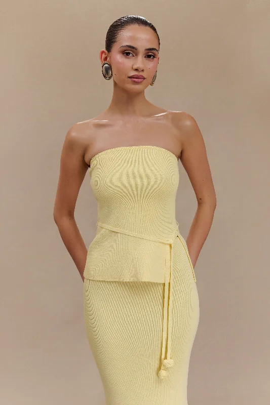 Keaton Strapless Rose Tie Knit Top - Lemon Modern Women's Tech