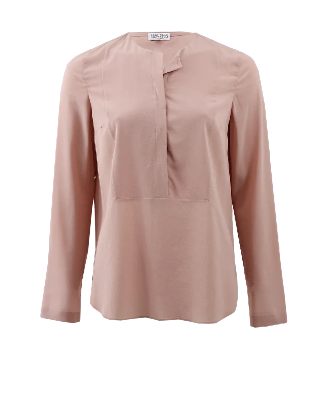 Silk Henley Blouse Disco