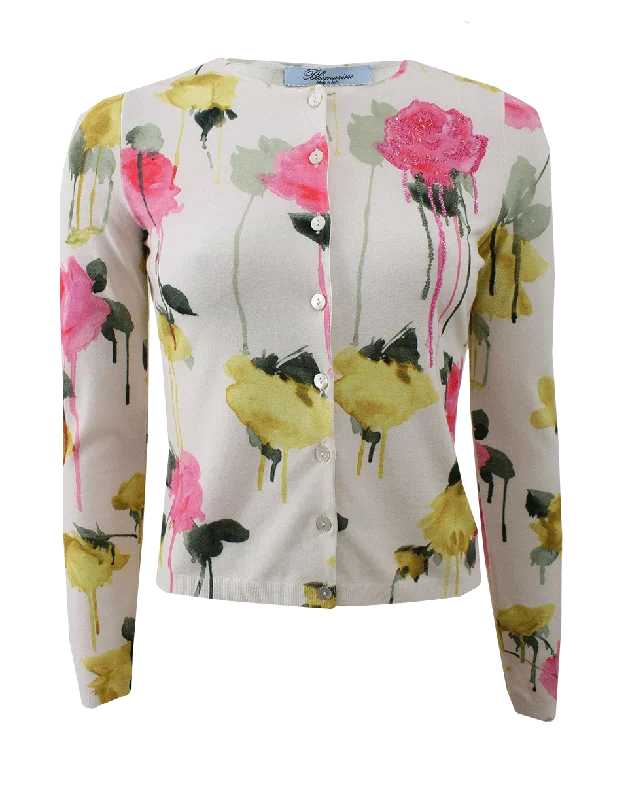 Rose Print Cardigan Geometric