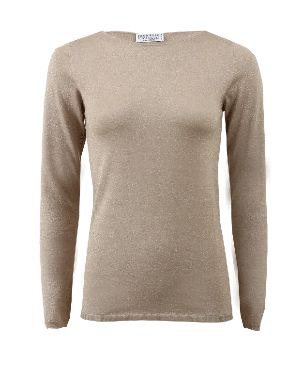 Cashmere Silk Lurex Pullover Cozy Women's Winter