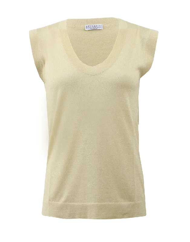 Cashmere Silk Lurex Tank Monochromatic All - in - one