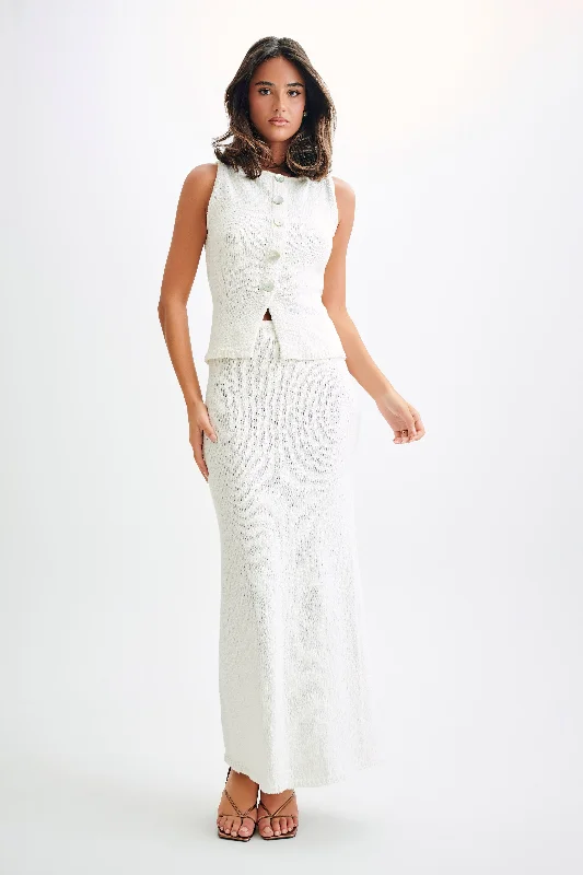 Mackie Boucle Longline Vest - White Relaxed Women's 
