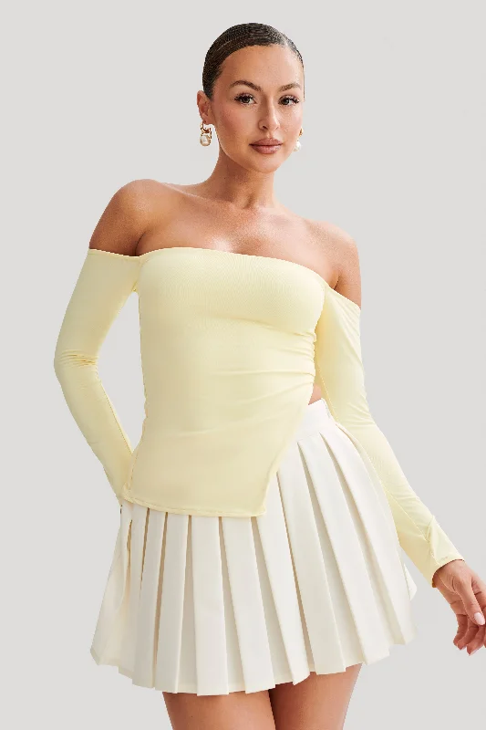 Carmen Recycled Nylon Off Shoulder Top - Lemon Australian Beach