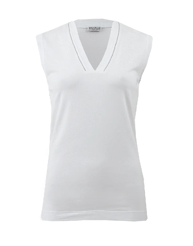 V-Neck Tank With Monili Trim French