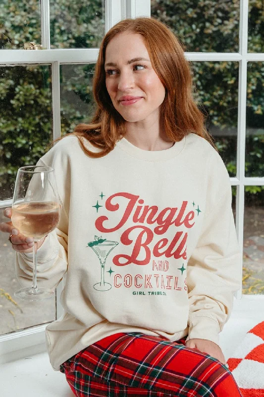 Jingle Bells and Cocktails Sweatshirt Feminine Women's Soft 
