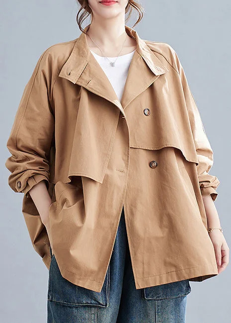 French Khaki Oversized Cotton Trench Coats Spring Cool Women's Skate