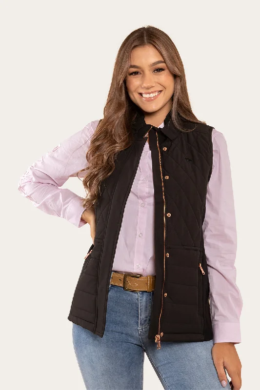 Toorak Womens Quilted Vest - Black Geometric