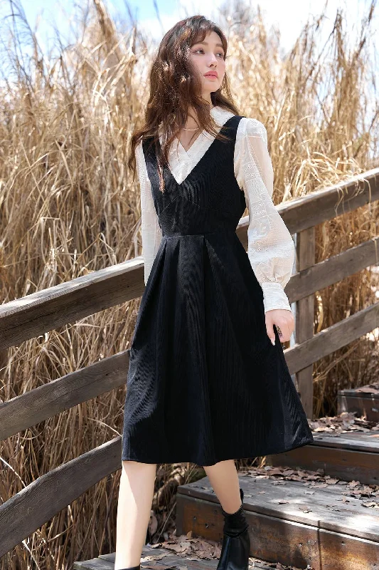 Elegant Solid Midi Dress for Women Cozy Women's Winter