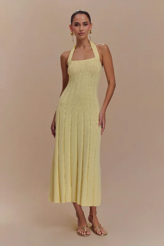 Jacqui Halter Knit Midi Dress - Lemon Gym