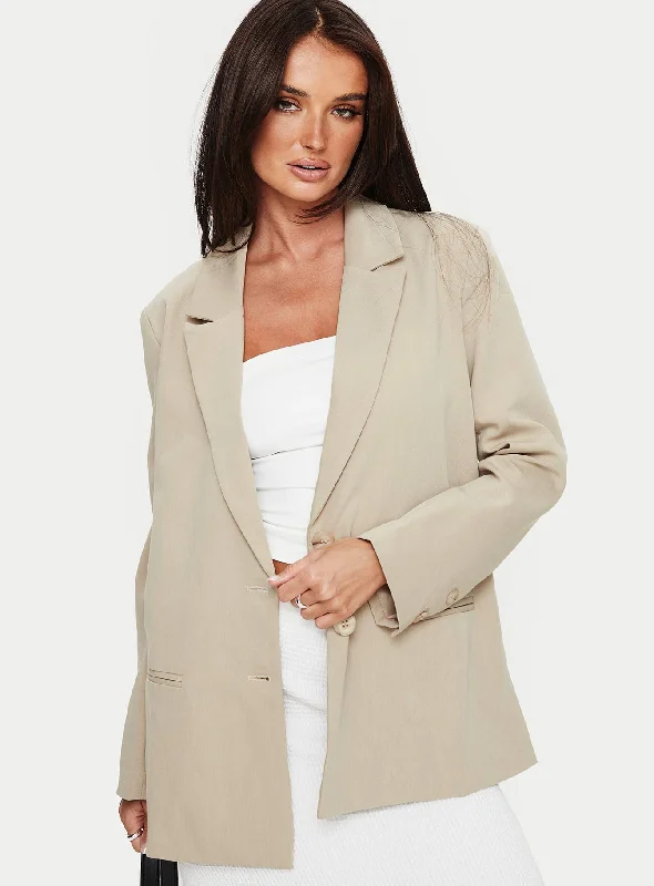 Archer Blazer Taupe Dapper Women's Bow - adorned