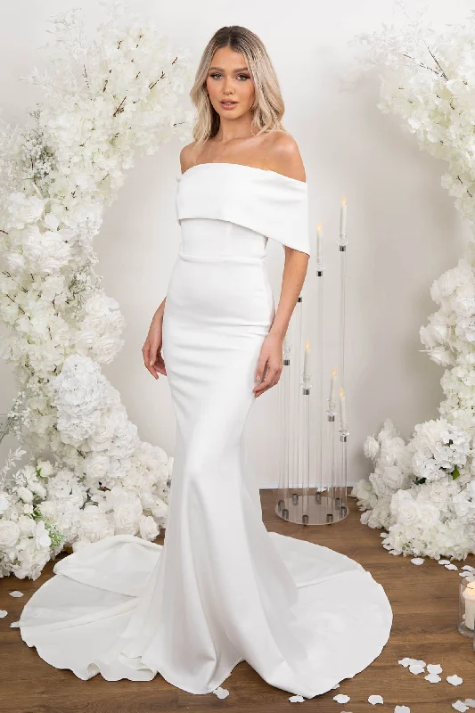 NYLA Off-Shoulder Crepe Gown - Ivory Dynamic Women's Moto