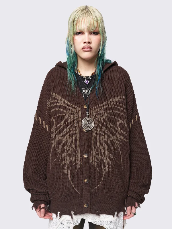 Flutterby Hooded Knit Cardigan Traditional Women's 