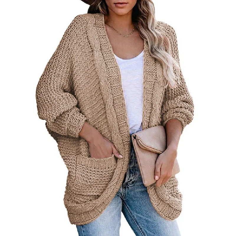 Casual Solid Color Bat Sleeve Chunky Twist Knit Cardigan Jacket Wholesale Womens Tops Scandinavian Casual Solid Color Bat Sleeve Chunky Twist Knit Cardigan Jacket Wholesale Womens Tops Scandinavian