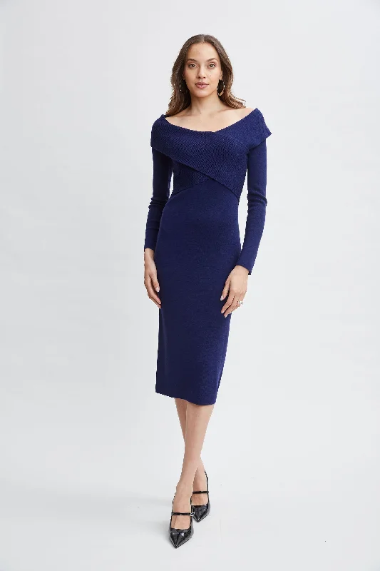 Off Shoulder Wool Sweater Dress Scandinavian