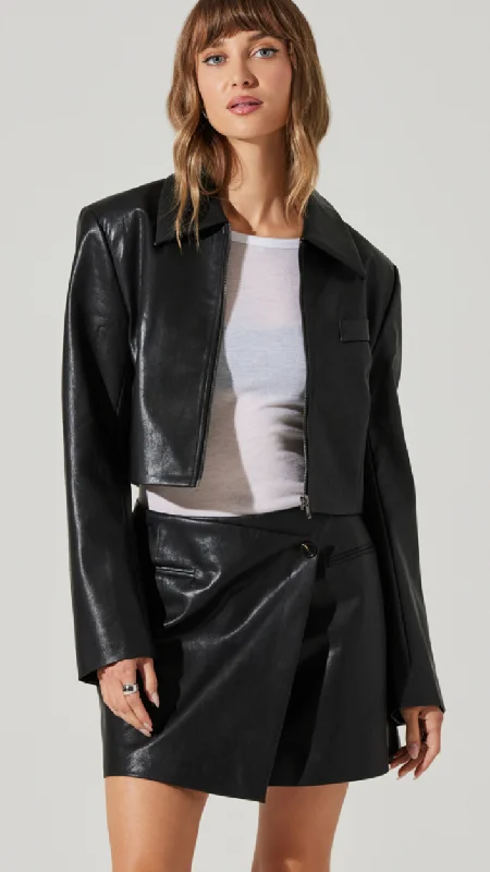 Vegan Leather Bomber Jacket by ASTR the Label Polished Women's Silk
