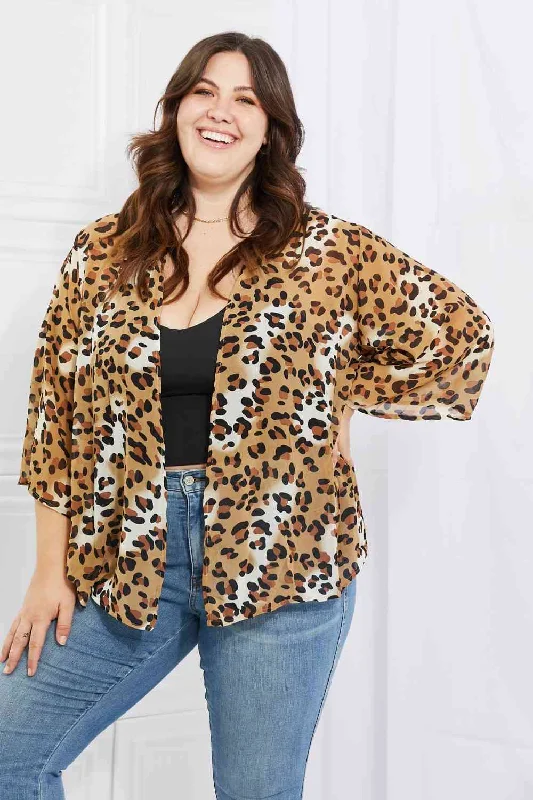 Melody Wild Muse Full Size Animal Print Kimono in Camel Adventure