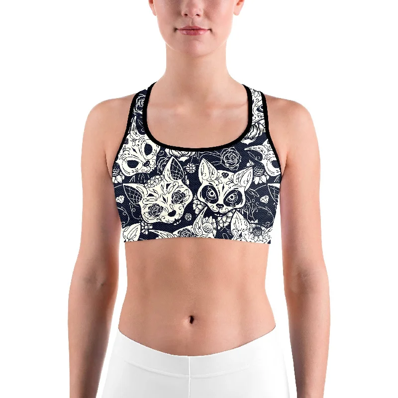 Sugar Skull Cats Sports bra Dynamic Women's Moto