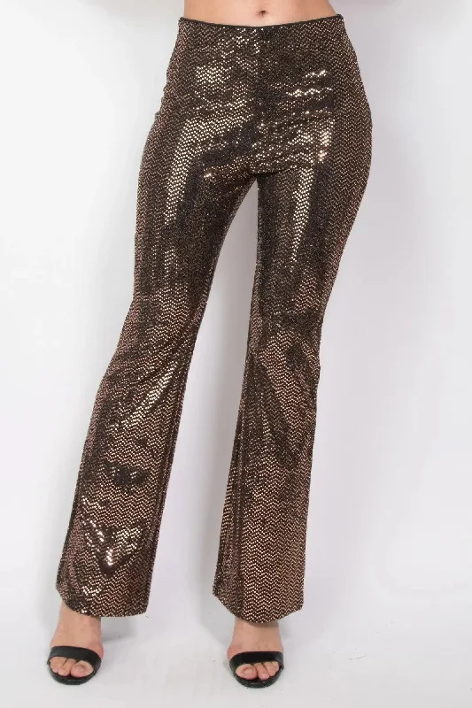 Sequined Fit & Flare Midrise Pants Traditional Women's 