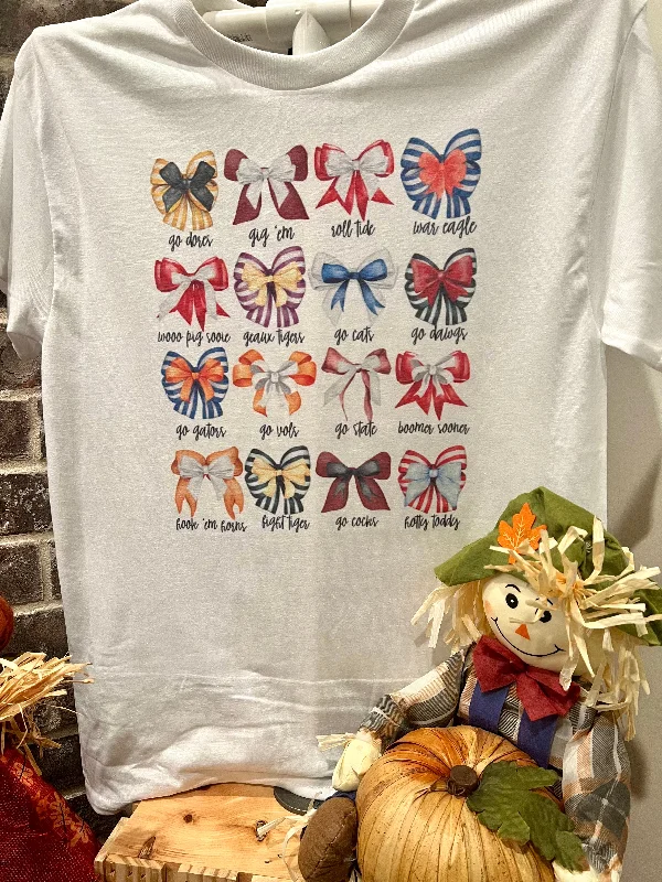 SEC Bows Graphic Tee Artistic Women's Hand - painted