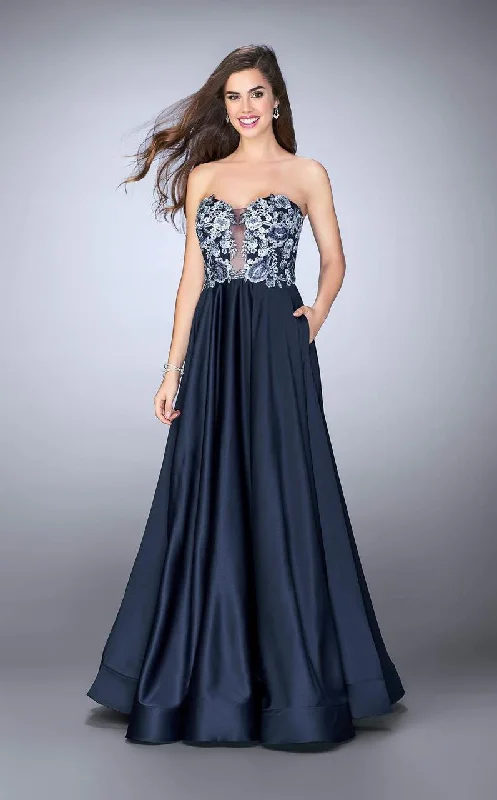 La Femme - 23881 Delicate Deep Sweetheart Illusion A-Line Long Evening Gown Artistic Women's Hand - painted La Femme - 23881 Delicate Deep Sweetheart Illusion A-Line Long Evening Gown Artistic Women's Hand - painted