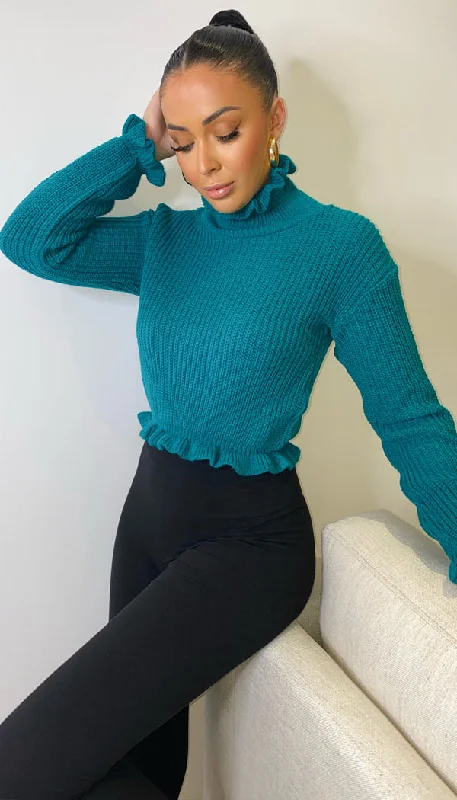 Frill Cropped Knitted Jumper Artistic Women's Avant - 