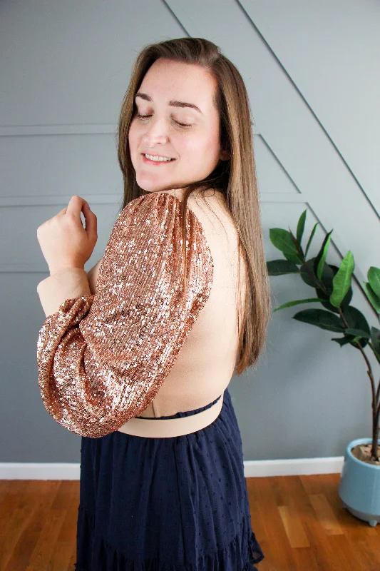 Monica Champagne Sequin Top Earthy Women's 