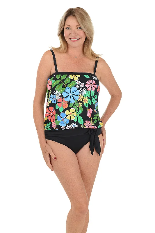 Midnight Garden Banded Blouson Tankini Top Classic Women's Tweed
