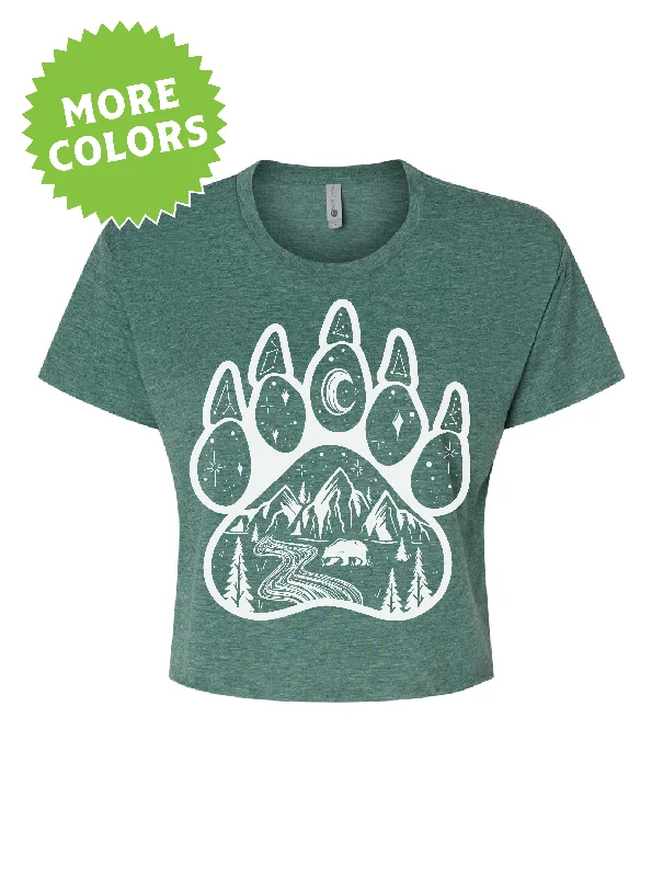 Bear Paw · White Ink · Cropped T-Shirt Rugged Women's Outdoor 