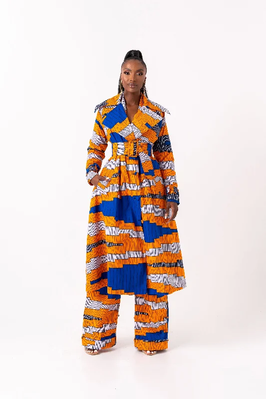SOMIE African Print Trench Jacket Street