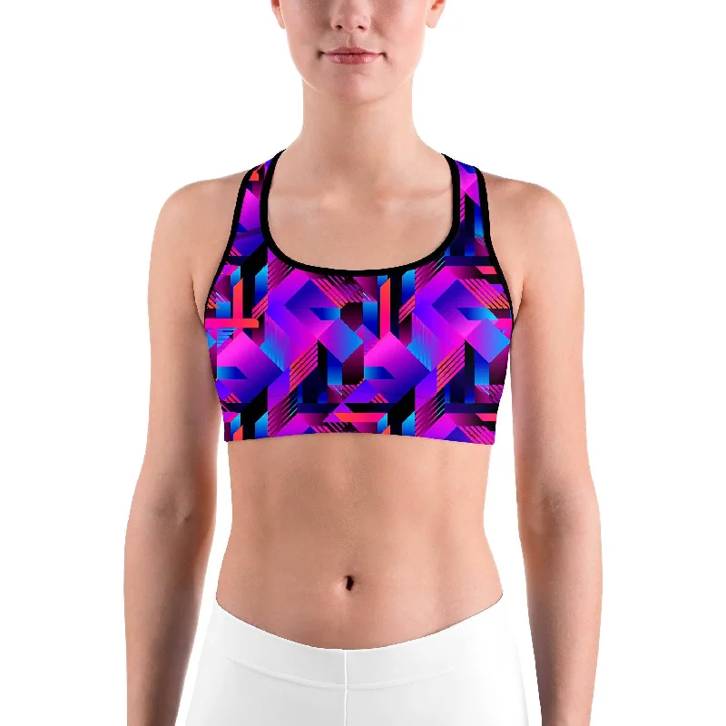 Pink and Purple Colorblock Sports bra Refined Women's Hand - crafted