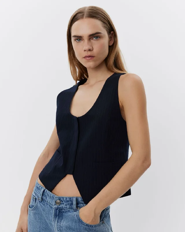 YOKOSW VEST - Navy Earthy Women's Hemp - based