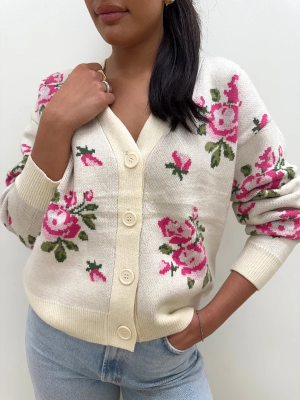 FLORAL VINE KNIT CARDI