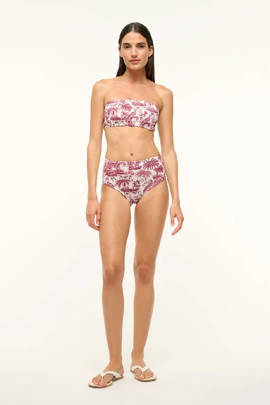 DEVON HIGH RISE BIKINI BOTTOM | BORDEAUX TOILE Dapper Women's Bow - adorned