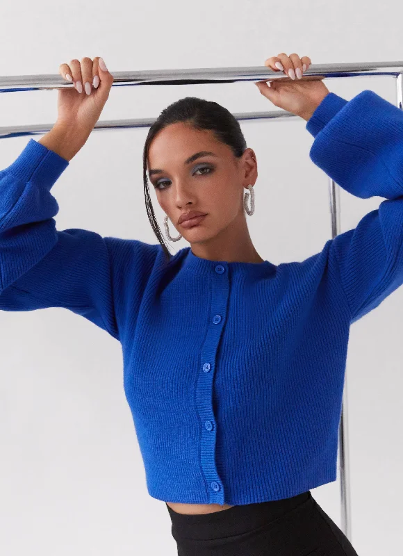 Daphne Knit Cardigan - Cobalt Dapper Women's Bow - adorned