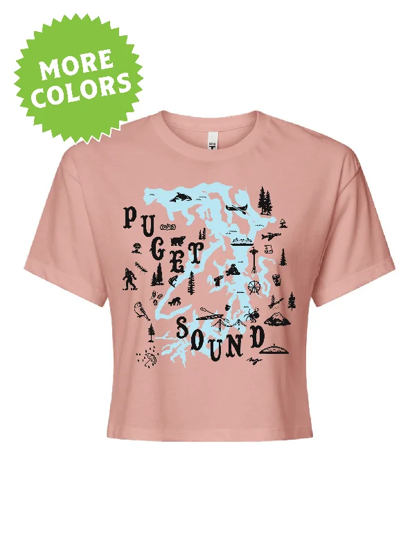 Puget Sound Map · Cropped T-Shirt Dynamic Women's High - energy