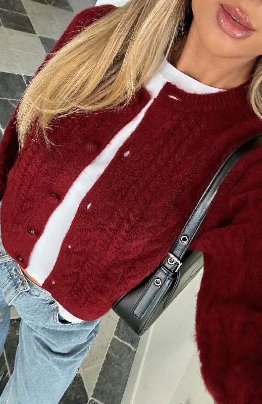 Betting On You Knit Cardigan Wine Cashmere