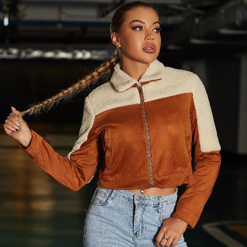 Lapel Long-sleeved Suede Short Coat purpose
