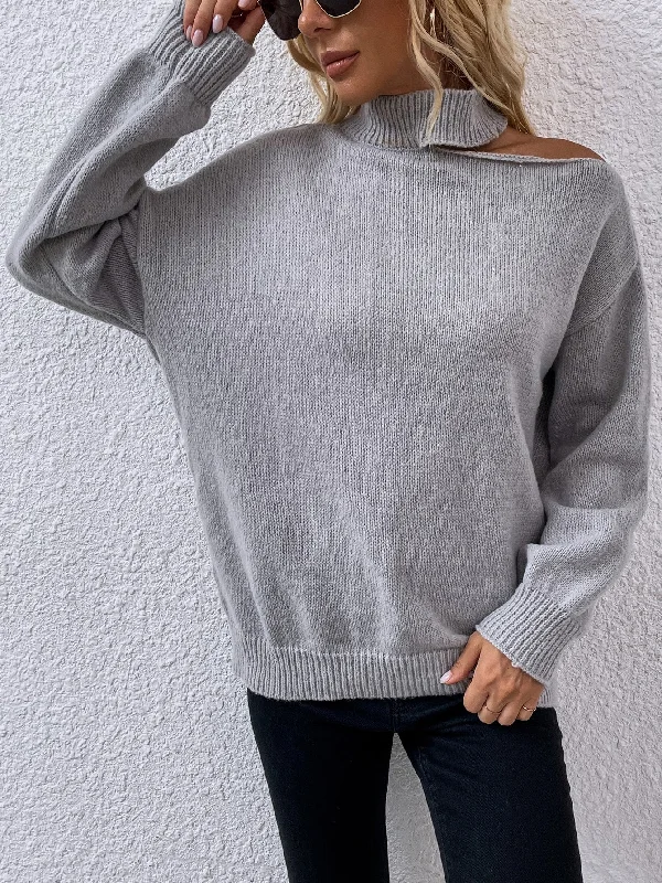 Casual Plain Asymmetrical Long Sleeve Asymmetrical Neck Regular Women Sweater Compression Casual Plain Asymmetrical Long Sleeve Asymmetrical Neck Regular Women Sweater Compression