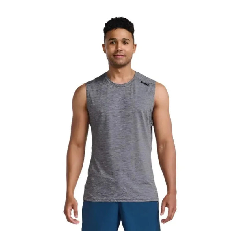 2XU Motion Tank Harbour Men's T-Shirt (Mist/Black)