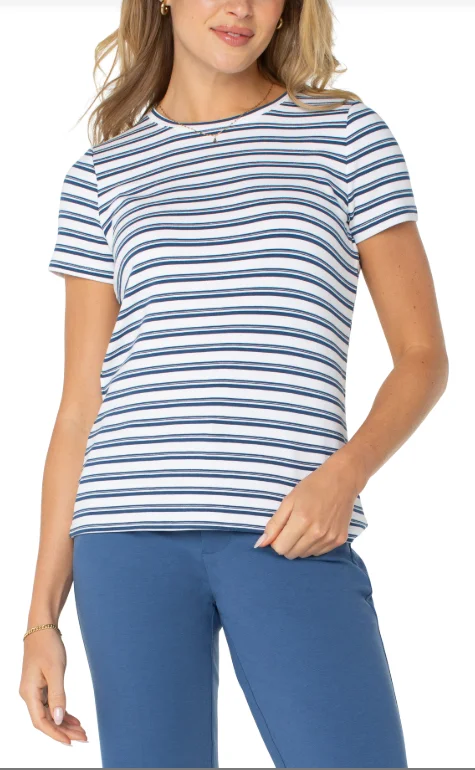 Short Sleeve Crewneck Knit Tee in Indigo purpose