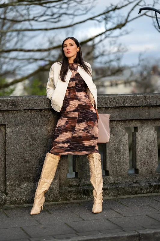 Black & Brown Print Kimora Midi Dress