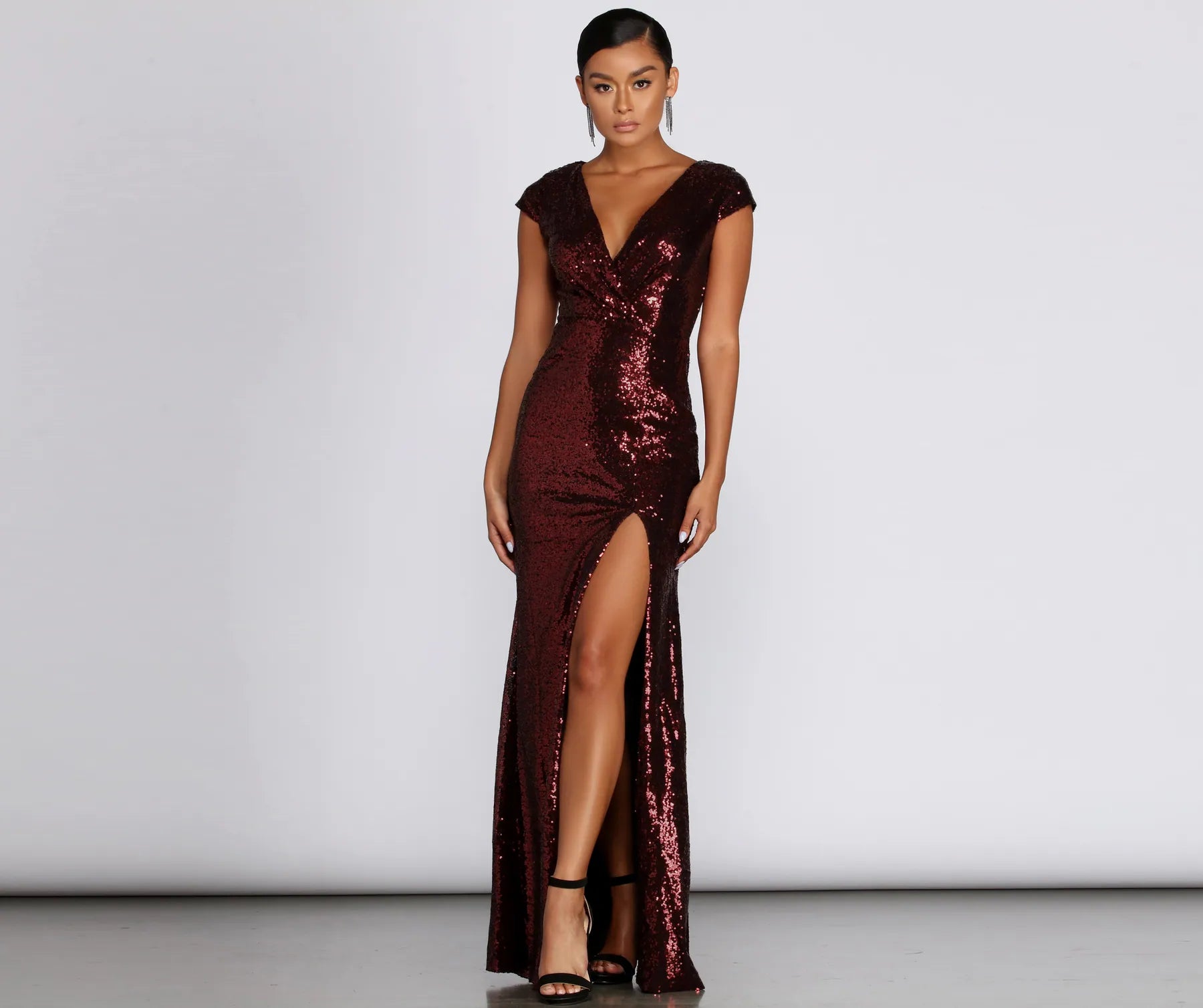 Darby Sequin Cap Sleeve Gown