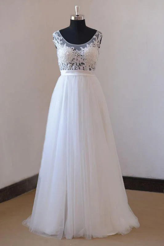 Bridelily Amazing Appliques Tulle A-line Wedding Dress Scandinavian
