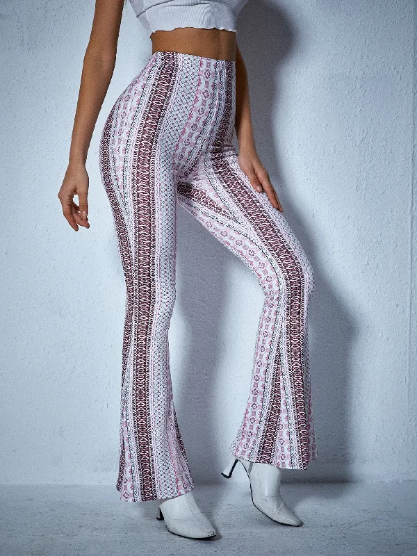 Boho All Over Print High Waist Long Women Pants