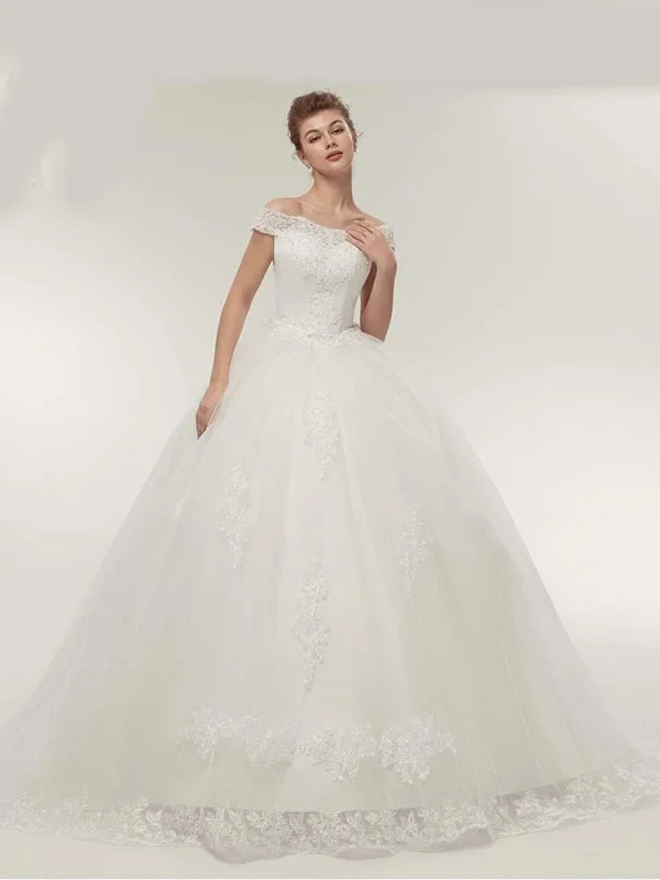 Elegant Lace-up Appliques Ball Gown Wedding Dresses Youthful Women's Pop