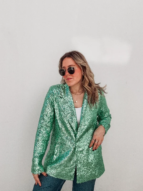 Mint Sequin Blazer Modern Women's 