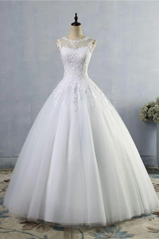 Bridelily Illusion Appliques Tulle A-line Wedding Dress Confident Women's Power